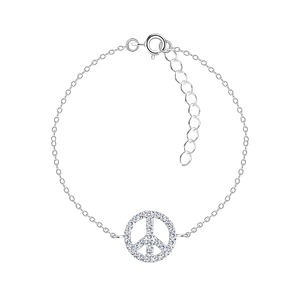 Wholesale Sterling Silver Peace Sign Bracelet - JD17351