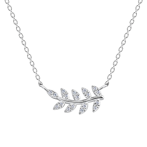 Wholesale Sterling Silver Olive Leaf Necklace - JD17273