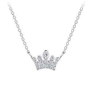 Wholesale Sterling Silver Crown Necklace - JD17394