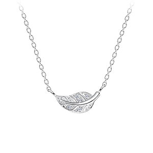Wholesale Sterling Silver Leaf Necklace - JD17409