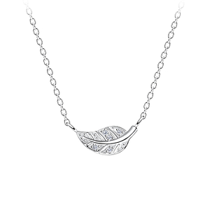 Wholesale Sterling Silver Leaf Necklace - JD17409