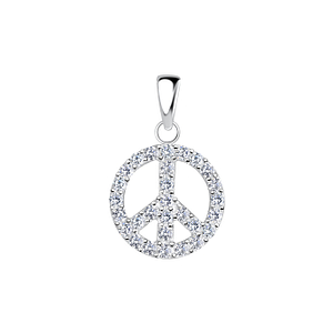 Wholesale Sterling Silver Peace Sign Pendant - JD17343