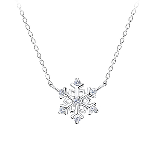 Wholesale Sterling Silver Snowflake Necklace - JD17404