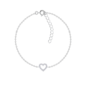 Wholesale Sterling Silver Heart Bracelet - JD7784