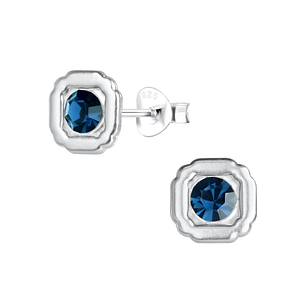 Wholesale Sterling Silver Geometric Crystal Ear Studs - JD17207