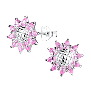 Wholesale Sterling Silver Flower Ear Studs  - JD17662