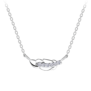 Wholesale Sterling Silver Feather Necklace - JD17521