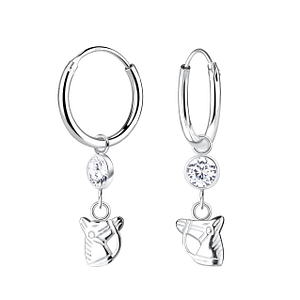 Wholesale Sterling Silver Horse Charm Ear Hoops - JD17867