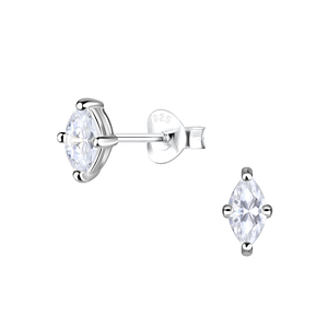 Wholesale 3x6mm Marquise Cubic Zirconia Sterling Silver Ear Studs  - JD18181
