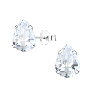 Wholesale 7x10mm Pear Cubic Zirconia Sterling Silver Ear Studs - JD18110