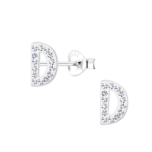 Wholesale Sterling Silver Letter D Ear Studs - JD18701