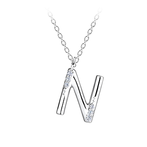 Wholesale Sterling Silver Letter N Necklace - JD18905