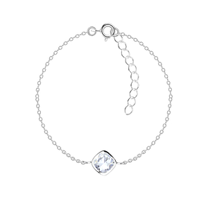 Wholesale 6mm Cushion Cubic Zirconia Sterling Silver Bracelet - JD18832