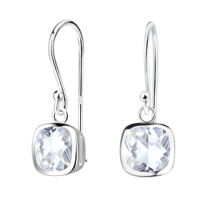 Wholesale 6mm Cushion Cubic Zirconia Sterling Silver Earrings - JD18858