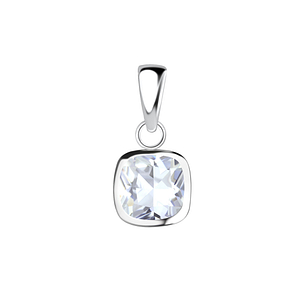 Wholesale 6mm Cushion Cubic Zirconia Sterling Silver Pendant - JD18869