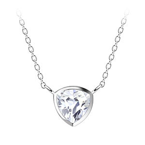 Wholesale 6mm Trillion Cubic Zirconia Sterling Silver Necklace - JD18777