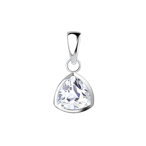 Wholesale 6mm Trillion Cubic Zirconia Sterling Silver Pendant - JD18871