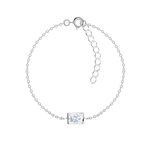 Wholesale 4x6mm Baguette Cubic Zirconia Sterling Silver Bracelet - JD18835