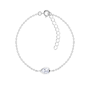 Wholesale 4x6mm Pear Cubic Zirconia Sterling Silver Bracelet - JD18836