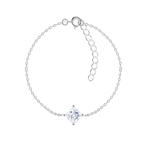 Wholesale 6mm Square Cubic Zirconia Sterling Silver Bracelet - JD18838
