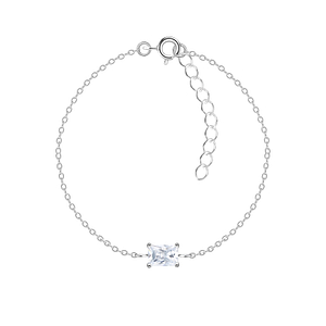 Wholesale 4x6mm Baguette Cubic Zirconia Sterling Silver Bracelet - JD18839