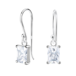 Wholesale 4x6mm Baguette Cubic Zirconia Sterling Silver Earrings - JD18864