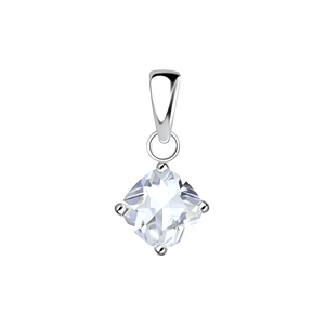 Wholesale 6mm Cushion Cubic Zirconia Sterling Silver Pendant - JD18877
