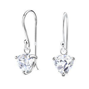 Wholesale 6mm Trillion Cubic Zirconia Sterling Silver Earrings - JD18866