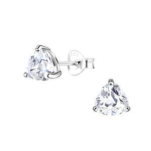 Wholesale 6mm Trillion Cubic Zirconia Sterling Silver Ear Studs - JD18534
