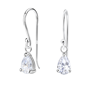 Wholesale 4x6mm Pear Cubic Zirconia Sterling Silver Earrings - JD18868