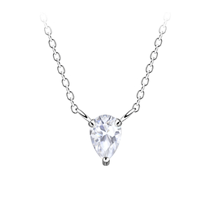Wholesale 4x6mm Pear Cubic Zirconia Sterling Silver Necklace - JD18784