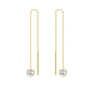 Wholesale 4mm Heart Cubic Zirconia Sterling Silver Thread Through Earrings - JD6495