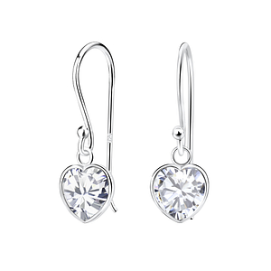 Wholesale 7mm Heart Cubic Zirconia Sterling Silver Earrings - JD5127