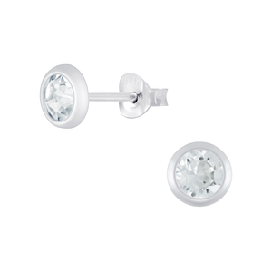 Wholesale 5mm Sterling Silver Ear Studs with Crystals - JD4423