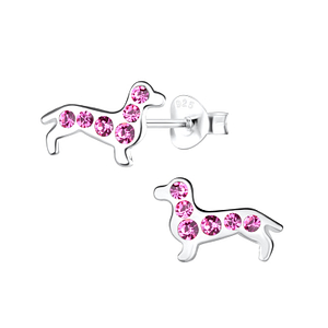 Wholesale Sterling Silver Dachshund Dog Ear Studs - JD11310