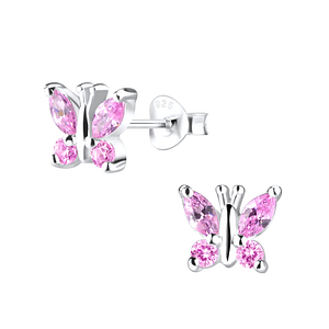 Wholesale Sterling Silver Butterfly Ear Studs - JD9457