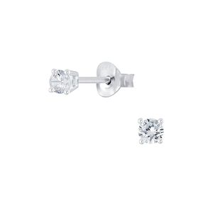 Wholesale 3mm Round Cubic Zirconia Sterling Silver Ear Studs - JD2048 Wholesale 3mm Round Cubic Zirconia Sterling Silver Ear Studs - JD2048