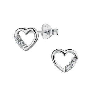 Wholesale Sterling Silver Heart Ear Studs - JD18829