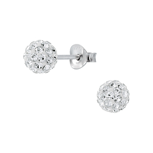 Wholesale Sterling Silver 6mm Crystal Ball Ear Studs - JD2224