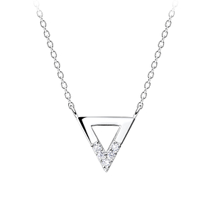 Wholesale Sterling Silver Triangle Necklace - JD16451