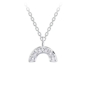Wholesale Sterling Silver Rainbow Cubic Zirconia Necklace - JD9607
