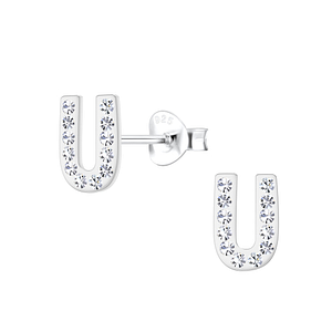 Wholesale Sterling Silver Letter U Ear Studs - JD19197