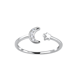 Wholesale Sterling Silver Opened Moon Ring - JD19246