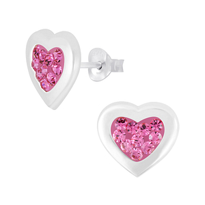 Wholesale Sterling Silver Heart Ear Studs - JD5341