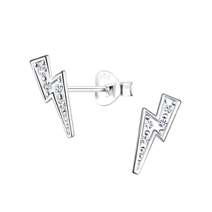 Wholesale Sterling Silver Lightning Bolt Ear Studs - JD19280 Wholesale Sterling Silver Lightning Bolt Ear Studs - JD19280