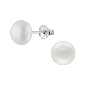Wholesale 8mm Fresh Water Pearl Sterling Silver Ear Studs - JD2241