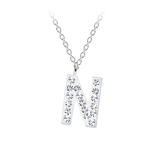 Wholesale Sterling Silver Letter N Necklace - JD19545