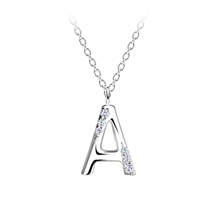 Wholesale Sterling Silver Letter A Necklace - JD19551