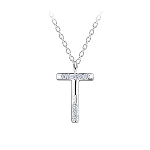 Wholesale Sterling Silver Letter T Necklace - JD19568