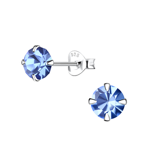 Wholesale 6mm Round Crystal Sterling Silver Ear Studs - JD9712